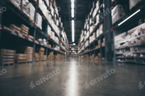 Preview: blurry background of warehouse, concept of international export
