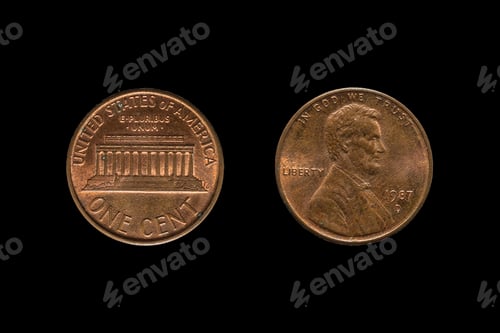 Preview: Coin of the United States dollar cent denominations. US money obverse and reverse