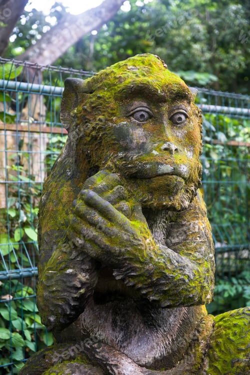 Preview: Monkey statue at Ubud Monkey Forest sanctuary at Bali, Indonesia
