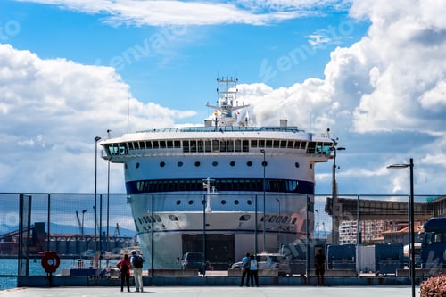Preview: Ferry ship loading cars in the terminal of a port
