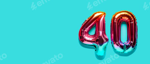 Preview: Rainbow foil balloon number. Top view.