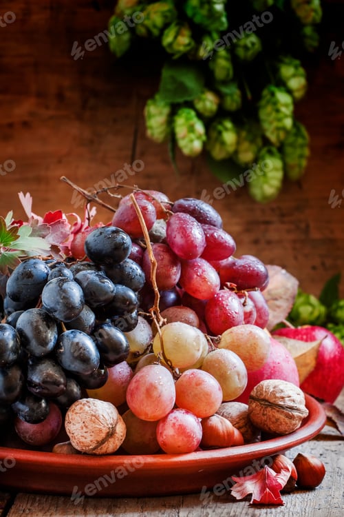 Preview: Dish with autumn fruits and nuts
