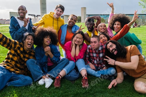 Preview: Group of diverse ethnics having a good time together in lifestyle