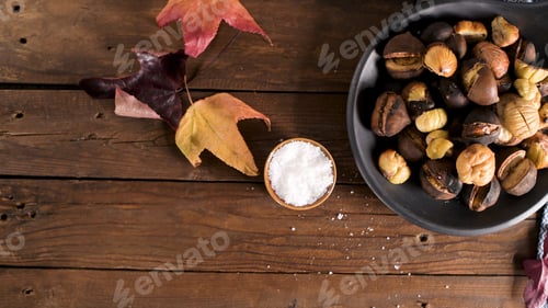 Preview: Roasted chestnuts in cast iron pan