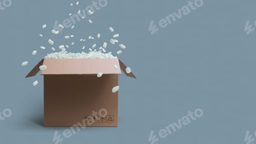 Preview: Open delivery box filled with packing chips