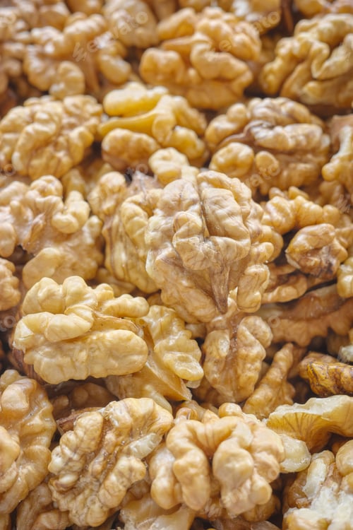 Preview: Close up photo of walnuts, selective focus, food background.