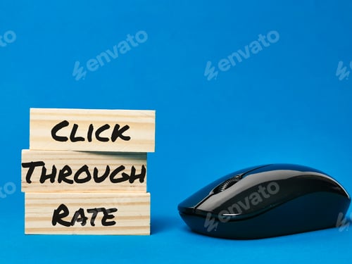 Preview: Concept of click through rate or CTR with wireless mouse.