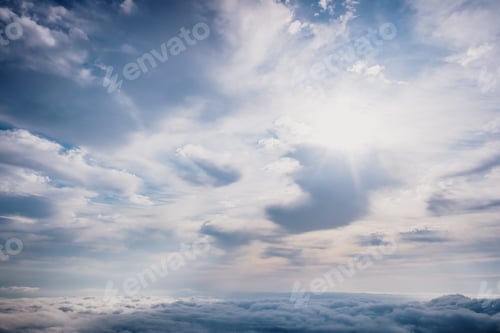 Preview: Beautiful view from the top of a mountain of a sea of clouds.