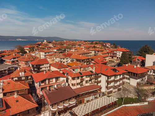 Preview: Aerial view of Nesebar, ancient city on the Black Sea coast of Bulgaria.