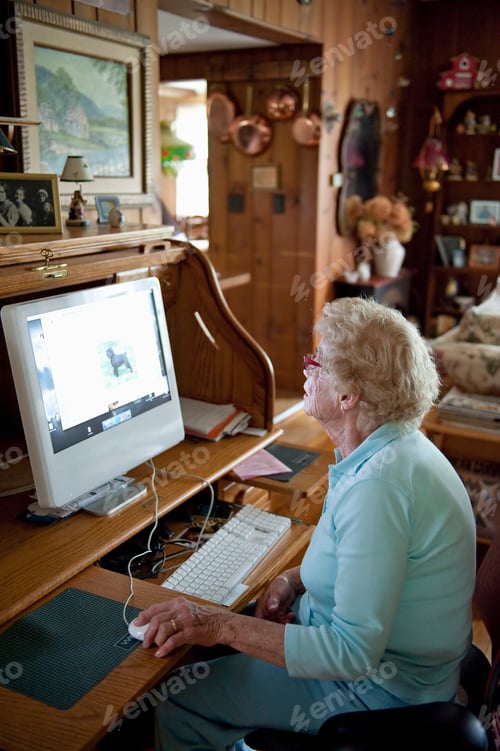 Preview: Senior woman working on computer