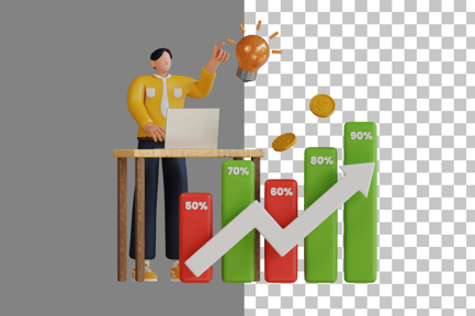 Preview: Analyzing Financial Growth 3D Illustration