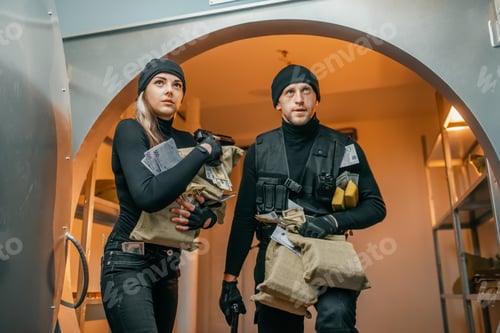 Preview: Two robbers with money left the vault
