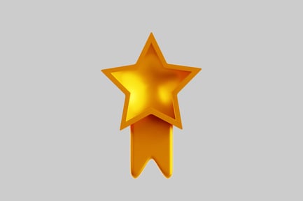 Preview: Golden star with ribbon banner