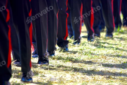 Preview: Marching Cadence of Uniformed People in a Row