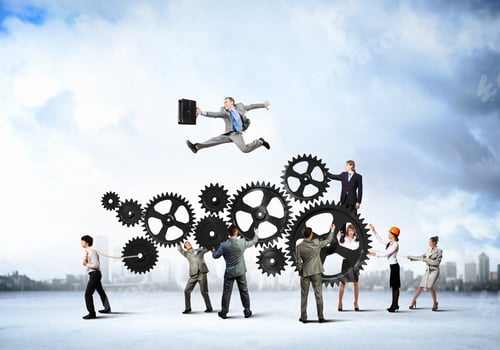 Preview: Conceptual Image Of Businessteam Working Cohesively. Interaction And Unity
