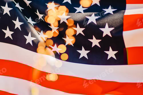 Preview: Abstract Close-up of an American Flag with Bokeh