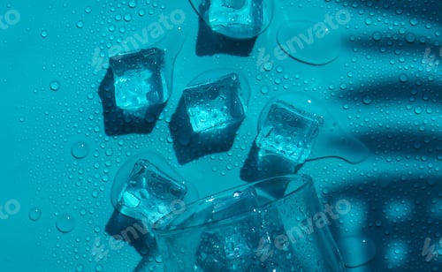 Preview: Ice cubes in a glass. Selective focus.