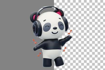 Preview: Dancing Panda with Headphones 3D Illustration