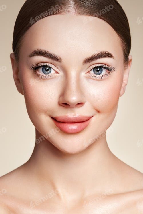 Preview: Portrait beautiful young woman with clean fresh skin