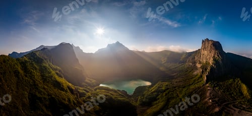 Preview: Aerial view from drone panorama of mount Kelud peak, inactive volcano, Java, Indonesia