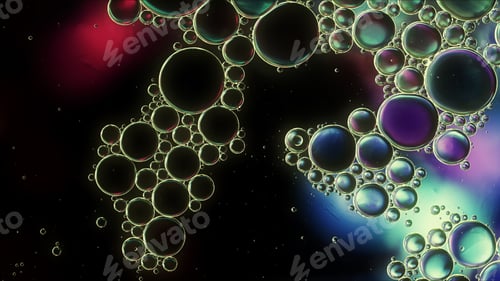 Preview: Abstract Colorful Food Oil Drops Bubbles and spheres Flowing on Water Surface