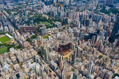 Preview: Mong Kok, Hong Kong 10 September 2019: Drone fly over Hong Kong city