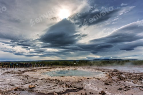 Preview: Strokkur Geyser eruption, natural hot spring pulsing in national park