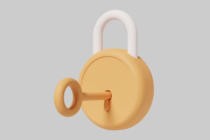 Preview: Orange padlock with key inserted.
