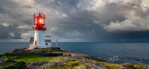 Preview: Lindesnes Fyr Lighthouse, Beautiful Nature Norway natural landscape.