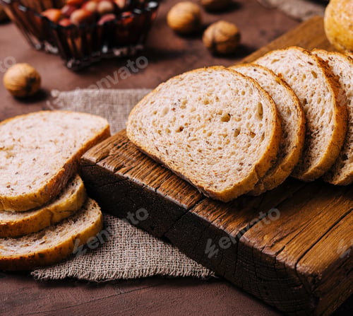 Preview: sliced bread on board and flour with fresh egg