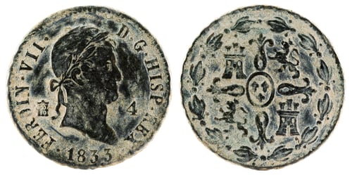 Preview: Ancient Spanish copper coin of the King Fernando VII