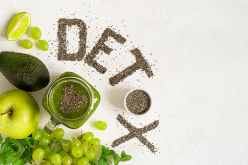 Preview: Word detox is made from chia seeds. Green smoothies and ingredie