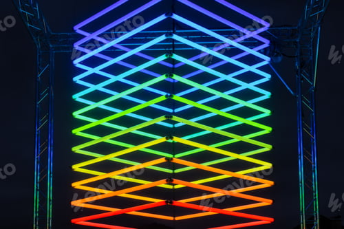 Preview: Neon lights as a background. Installation of neon lines for the design.