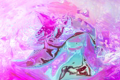 Preview: Abstract background shiny crumpled hologram with sparkles. Trendy neon textured background