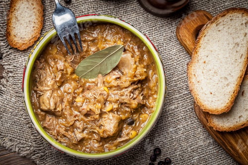 Preview: Bigos - stewed cabbage with meat,dried mushrooms and smoked sausage.