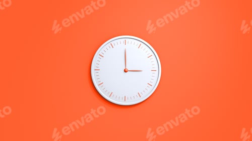 Preview: Clock on wall. White wall clock isolated on orange background.