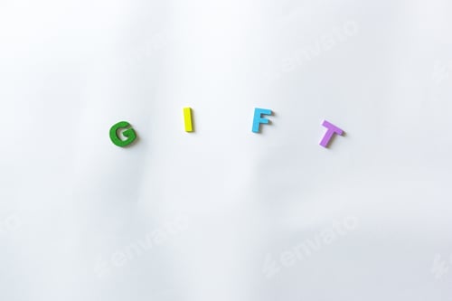 Preview: The word gift in colored letters on a white background
