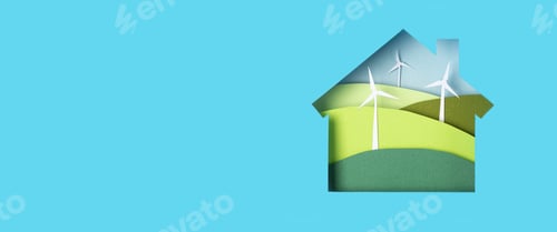 Preview: Green alternative eco friendly energy. Windmill turbines landscapes