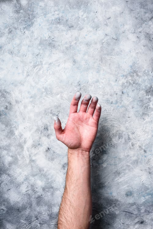 Preview: Man hand covered with paint