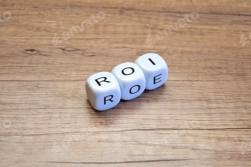 Preview: White blocks with the letters ROI and ROE.
