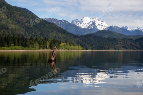 Preview: Canadian Mountain Landscape and Lake. Nature Background