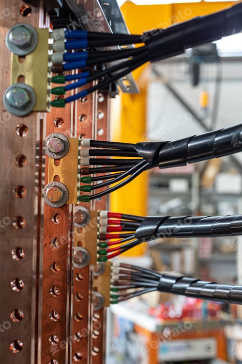 Preview: Close-up of an electrical wire connection protected by electrical sheaths
