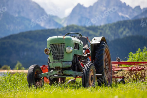 Preview: Old tractor in the Alpine meadows