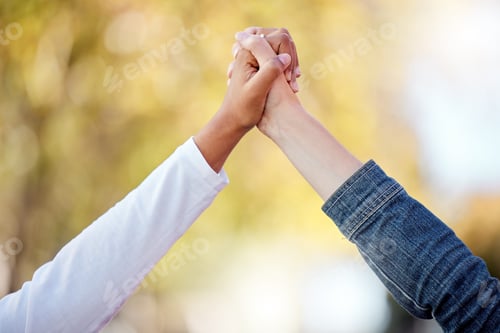 Preview: Support, love and friends holding hands in the city for community, freedom and trust in Singapore.
