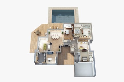 Preview: Modern Residence Floor Plan with Pool and Deck