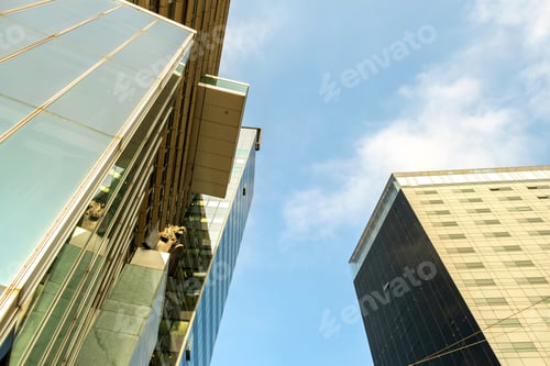 Preview: Perspective view of modern high-rise glass skyscraper building