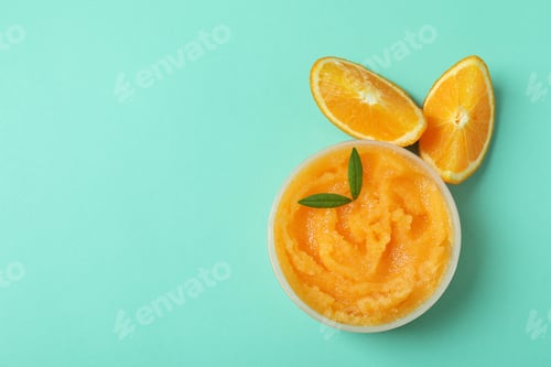 Preview: Cosmetic skin care scrub on mint background