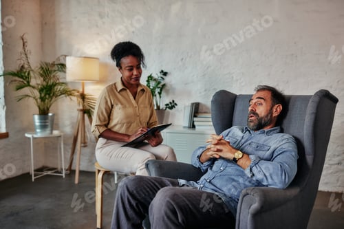 Preview: Middle age talking with mental health psychotherapist