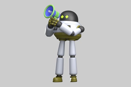 Preview: Robot with megaphone announcement