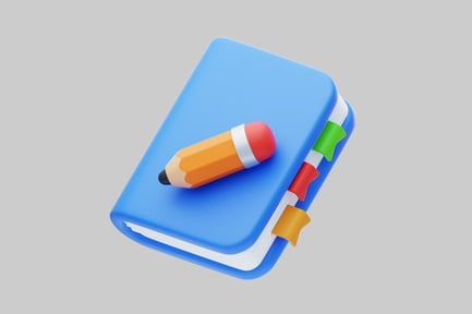 Блокнот с карандашом и разделителями вкладок